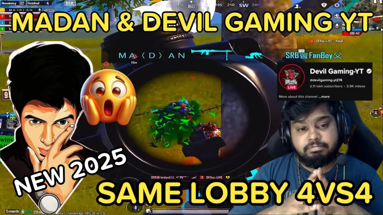 Madan & Devil Gaming YT 😱 Same lobby 4vs4 Fight today 🔥 #madan #bgmilivetamil