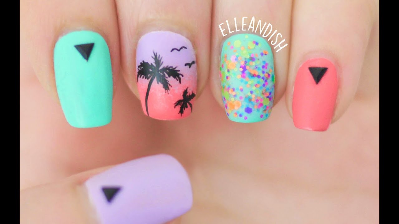 Matte Palm Tree Nails