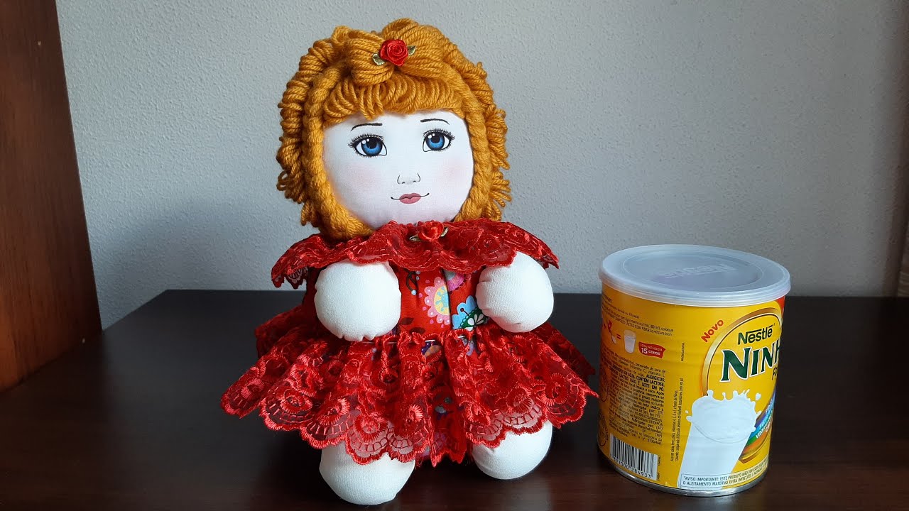 Peso de porta boneca de fuxico na lata de leite ninho ❤️ (passo a passo)