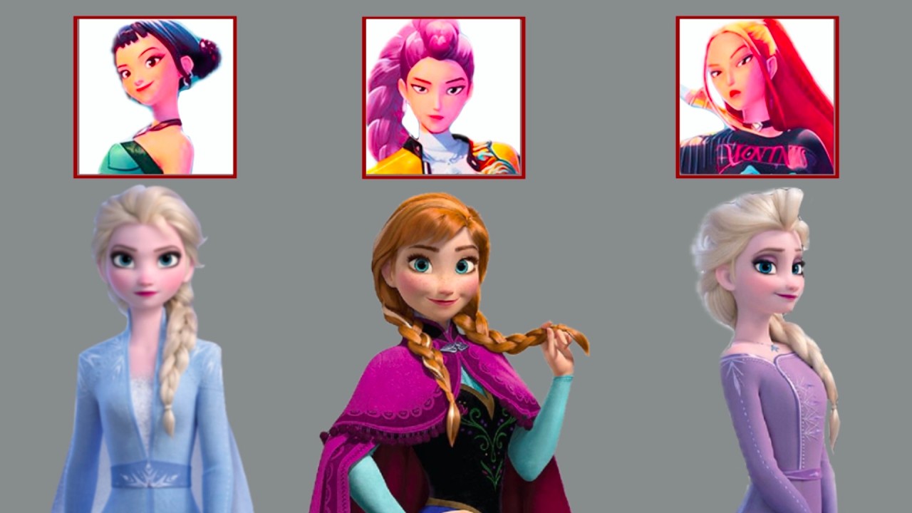 Frozen, Elsa And Anna Into Kpop Demon Hunters | Rumi, Mira And Zoey