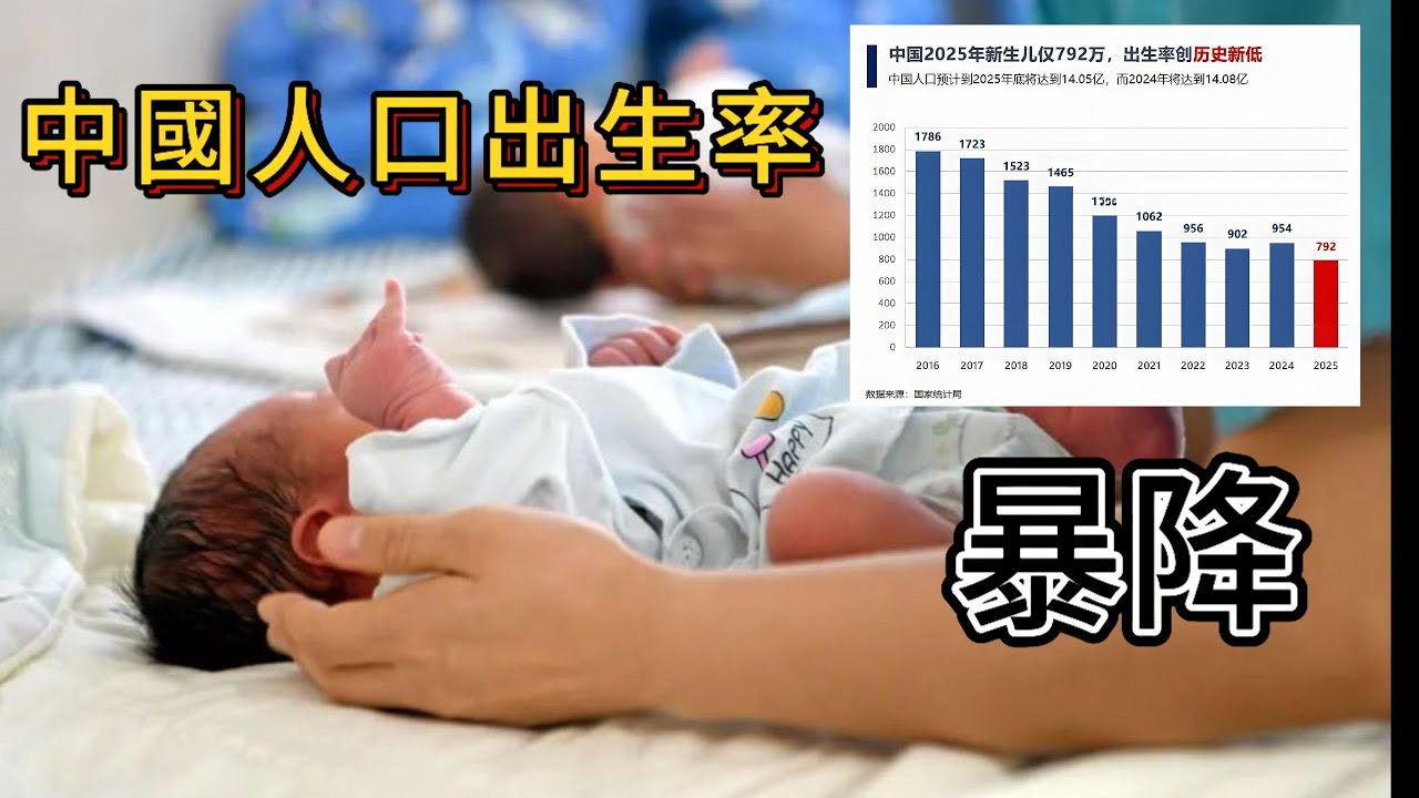 2025中国新生兒數量暴降：一夜回到清乾隆年間水準｜年輕人不結婚、不生育、不接盤，中國的未來正在被改寫