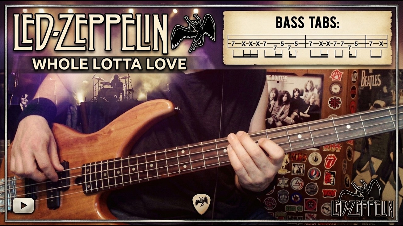 Whole Lotta Love by Led Zeppelin - Bass Cover with Tabs Play-Along