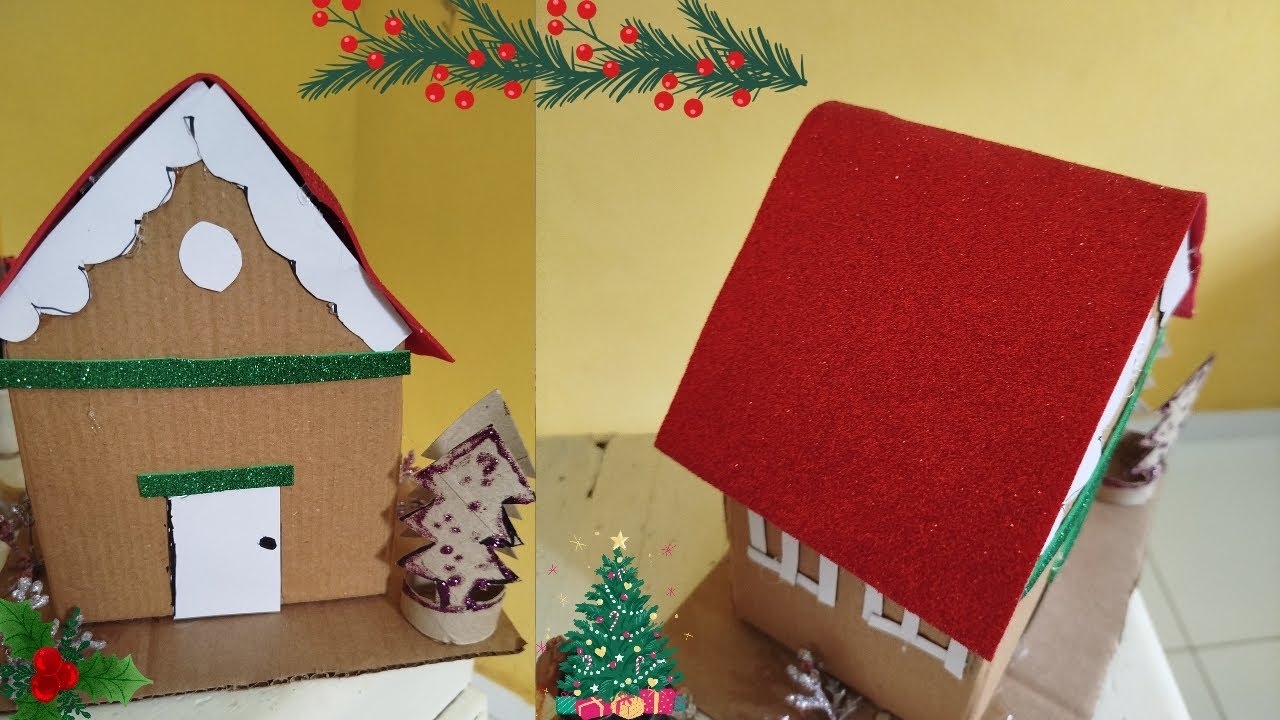 Casita navideña de cartón - DIY Christmas cardboard house 🎄🔔