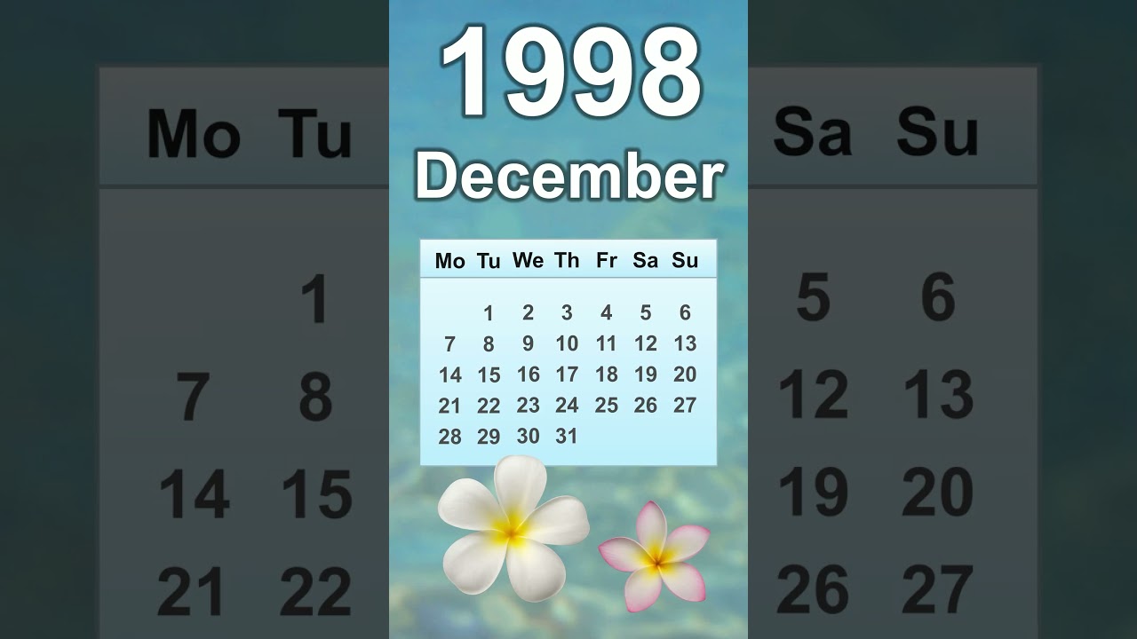 December 1998 Calendar