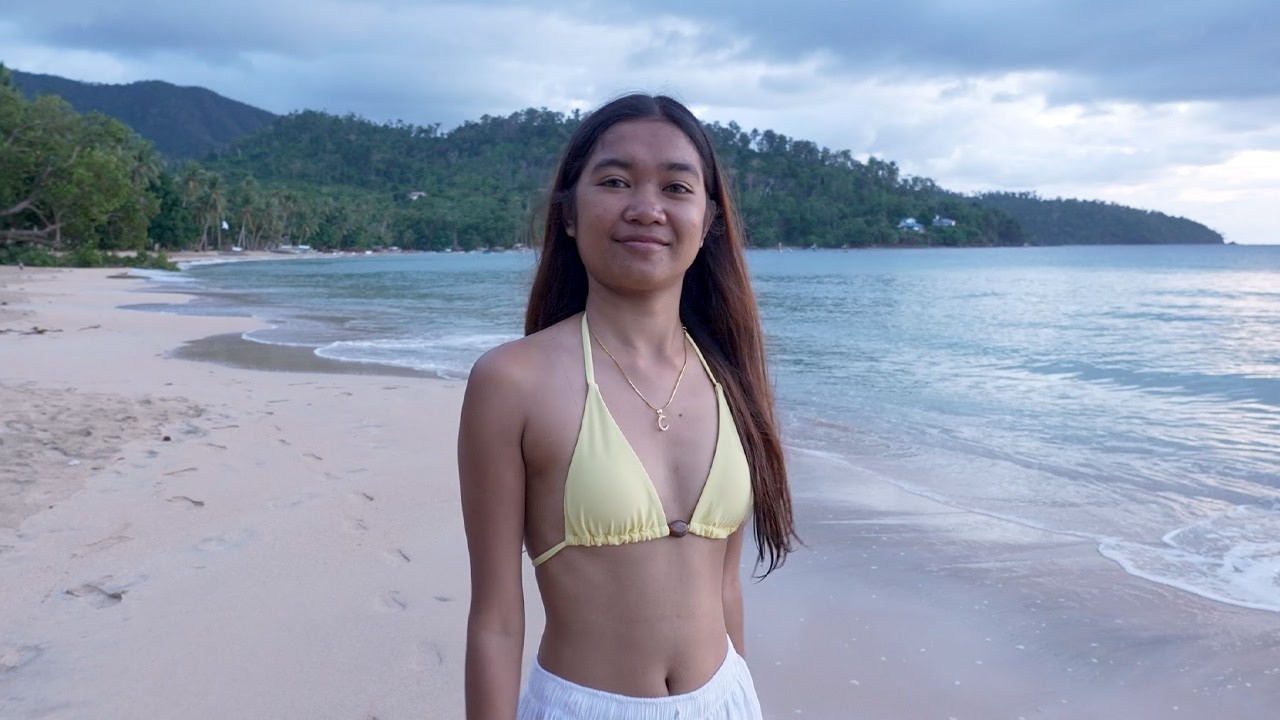 Golden Hour Sunset Stroll on Palawan Beach | Beautiful Filipina Bikini Walk 4K 60fps ASMR