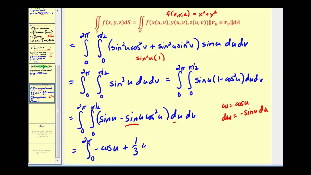 Surface Integrals with Parameterized Surface - Part 2