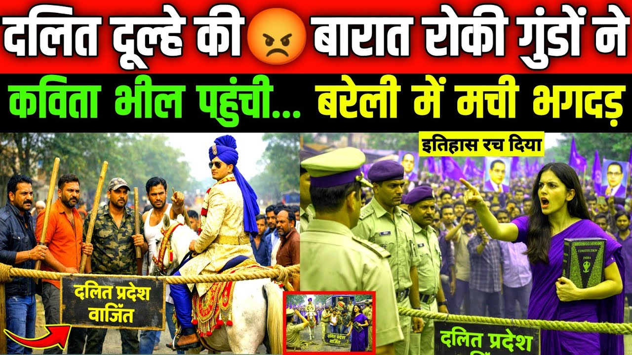 “दलित दूल्हे की बारात रोक दी गुंडों ने 😡 | कविता भील पहुंची… बरेली में मची भगदड़ 💥” Ambedkar awaj  