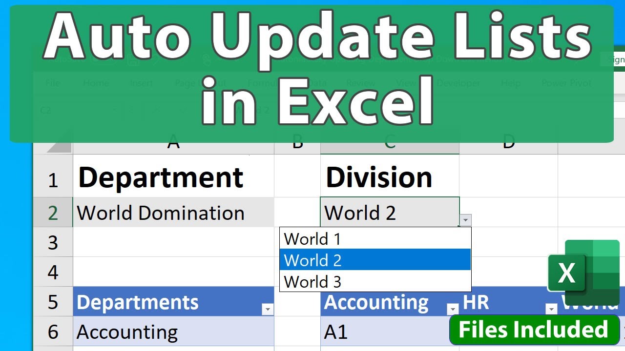 Automatically Updating Dependent Drop Down List Menus in Excel
