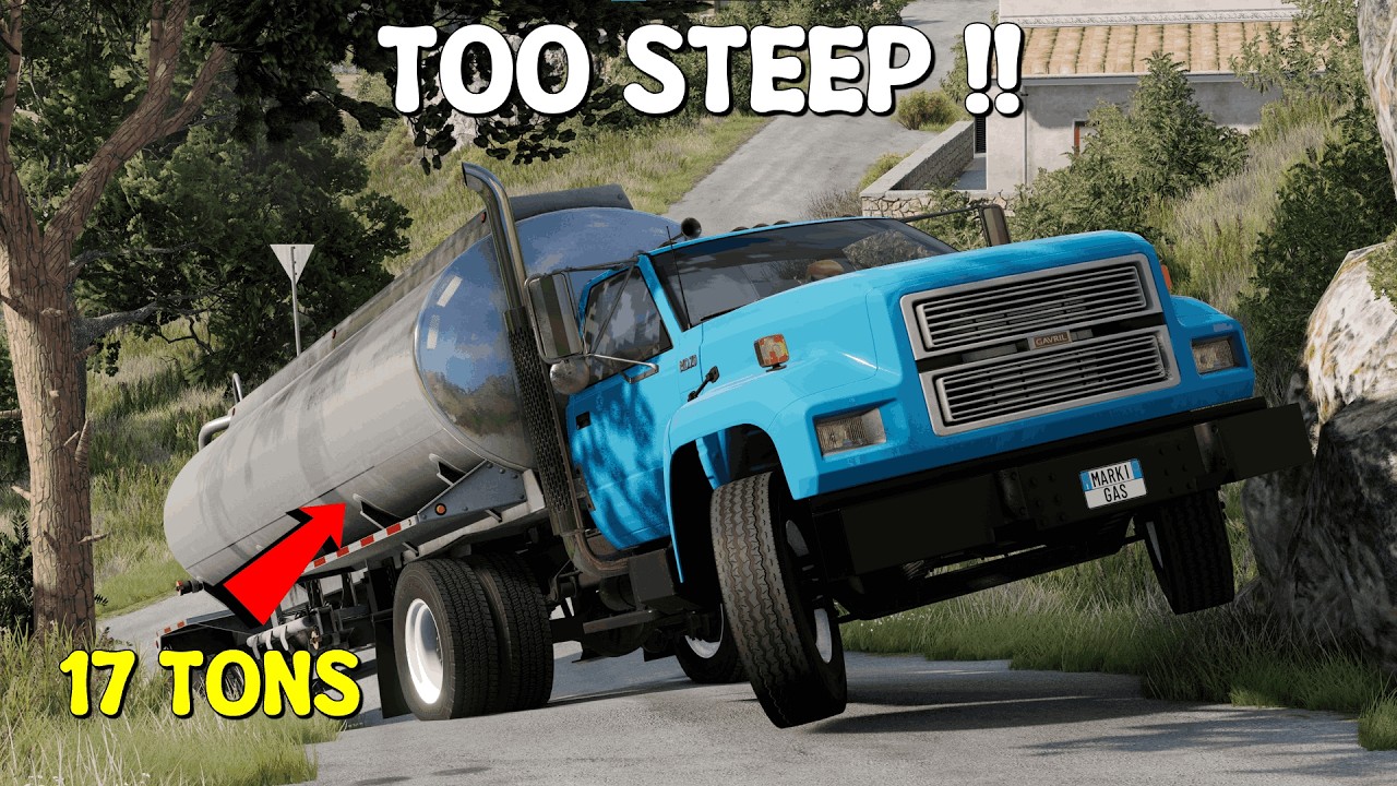 ALMOST FLIPPED!! | GAVRIL MD-SERIES HEAVY TANKER UPHILL RUN | BeamNG.Drive Cinematic
