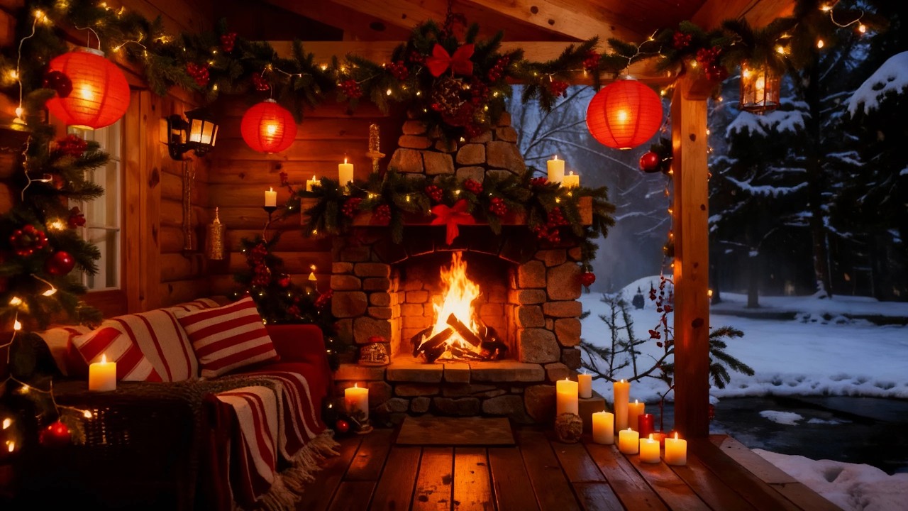 Cozy Winter Calm ❄️ Warm Christmas Fireplace Ambience