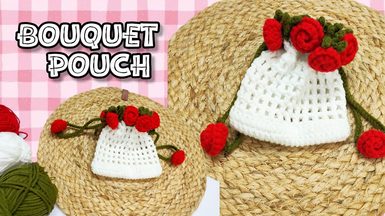 Crochet Rose bouquet airpod pouch super easy tutorial | Bibha crochet 