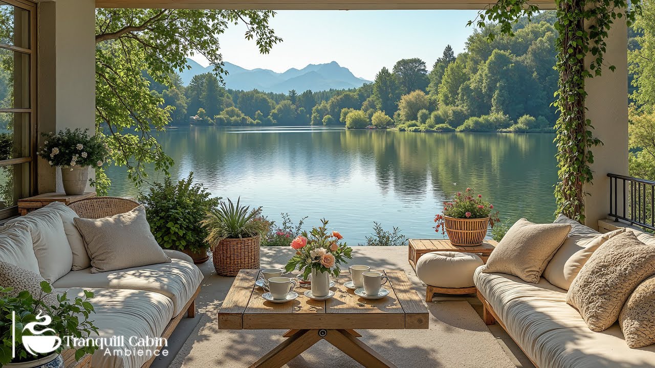 Positive Moods With Soft Jazz | Cafe Jazz With Beautiful Lake View With Bird Song For Relief Stre...