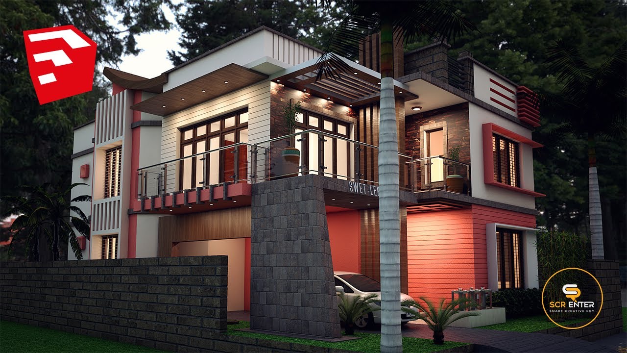 Modern House with Small Villa Concept 3D Modeling in SketchUp [Free Download]