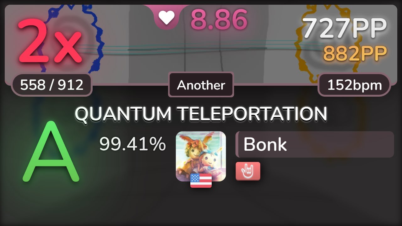 8.9⭐ Bonk | L.E.D. - QUANTUM TELEPORTATION [Another] +HR 99.41% | 727pp 2❌ - osu!