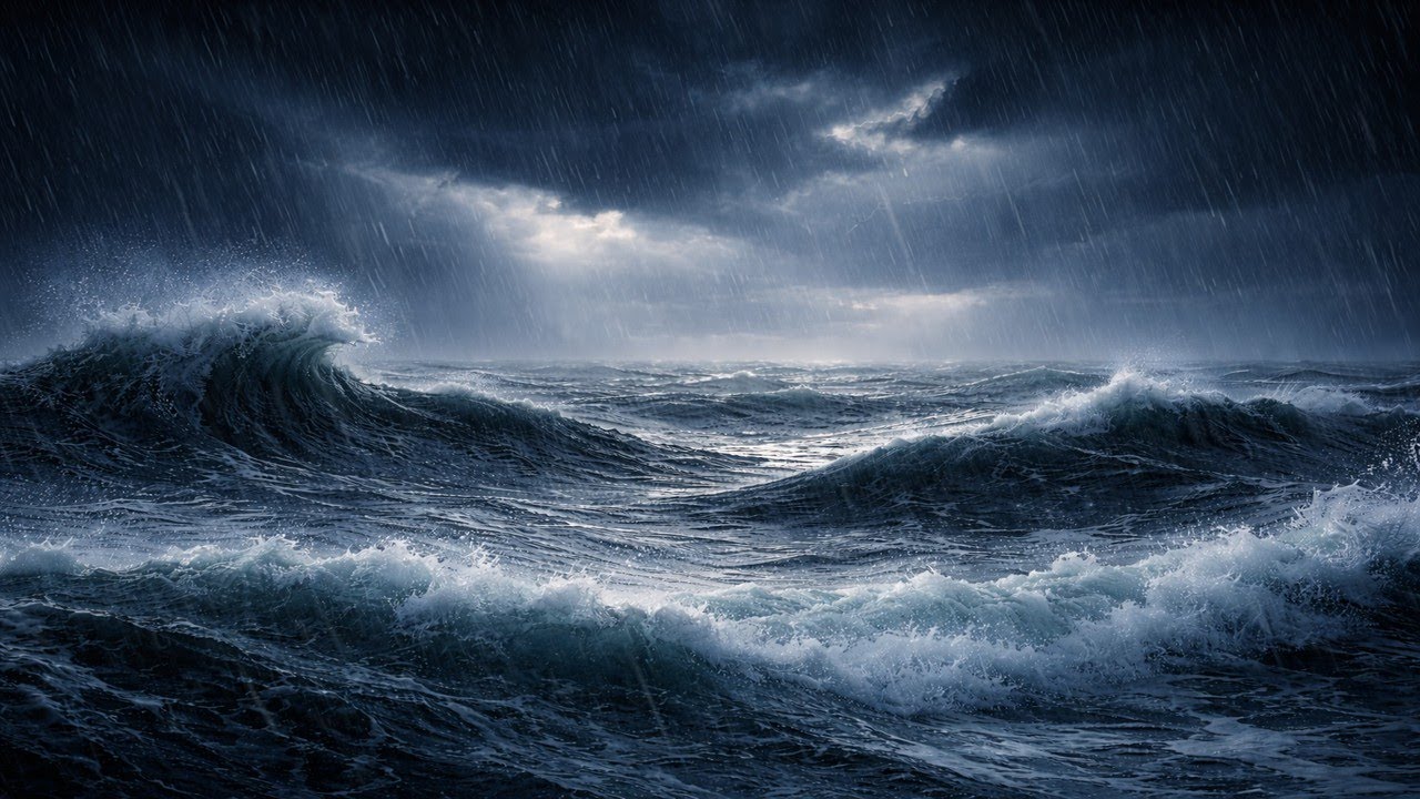🌊 10 Hours of Ocean Waves & Rain 🌧️ Deep Sleep, Relaxation, Stress Relief