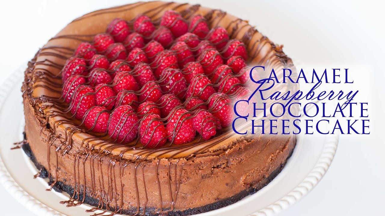 Caramel Raspberry Chocolate Cheesecake