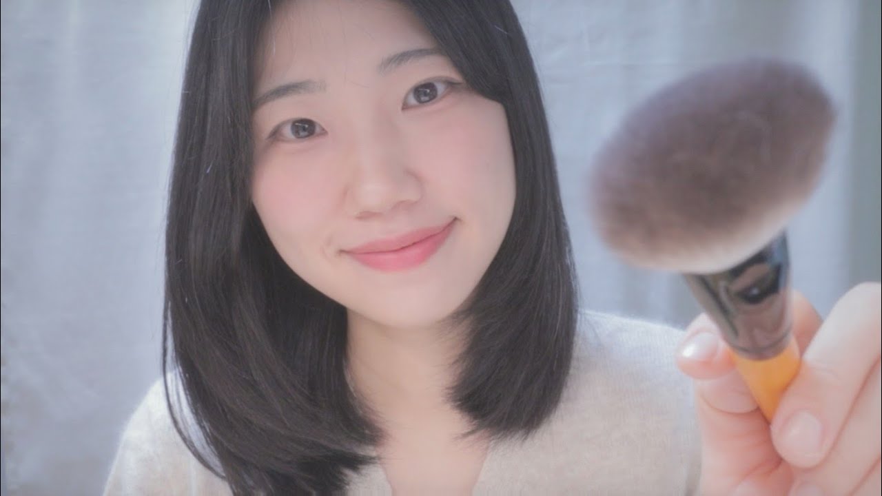 ASMR Brushing Your Face To Fall Asleep / ASMR Whispering Korean