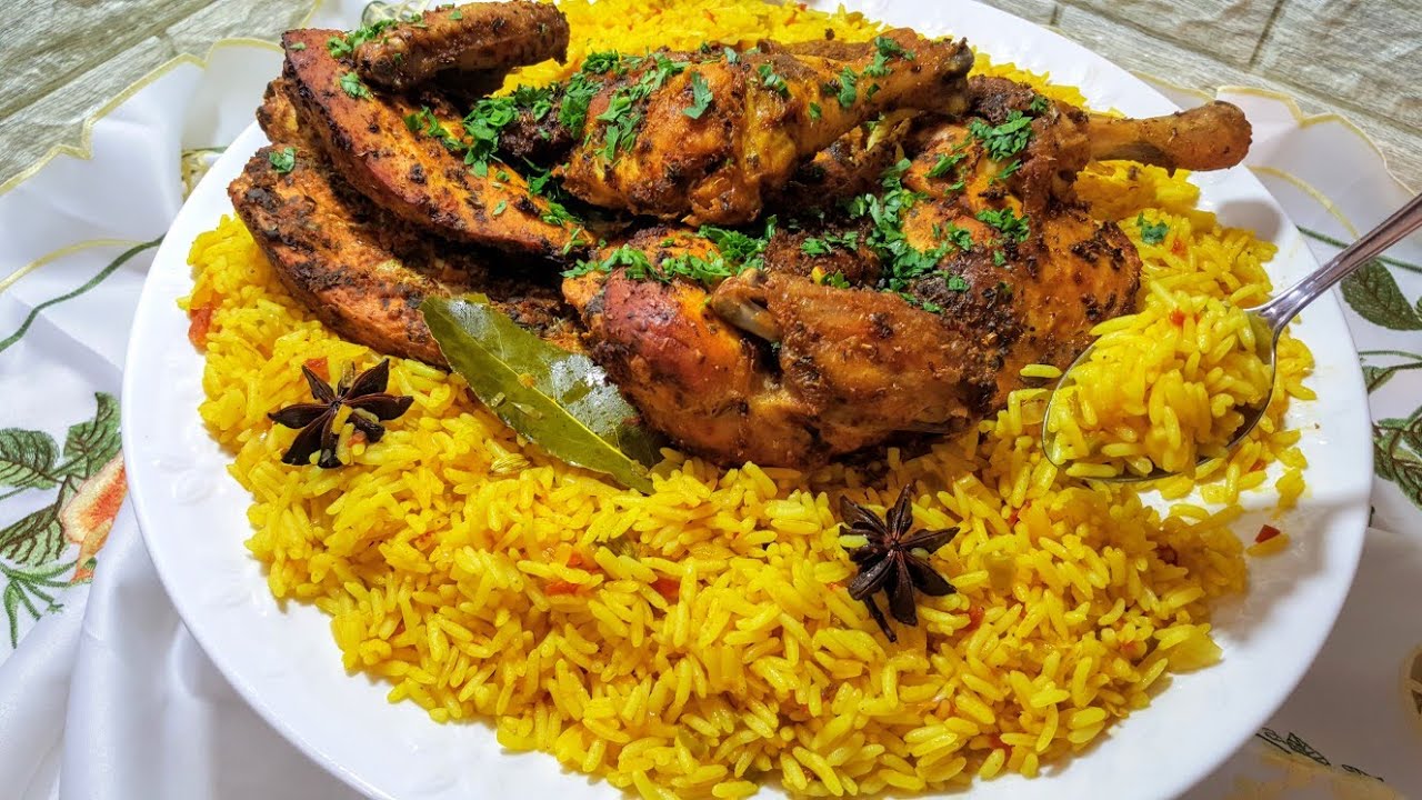 المذاق لي تتقلبي عليه فهاد الطبق تلقايه👌/ ارز المطاعم الكبرى مع دجاج مشوي في الفرن  بتتبيلة رووعة