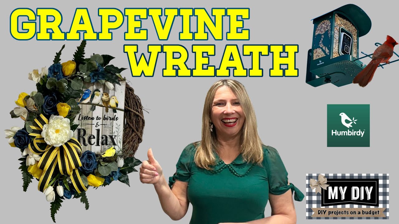 How To Make A SPRING GRAPEVINE WREATH | DIY Step-By-Step Tutorial | + My New Humbirdy Smart Feeder!