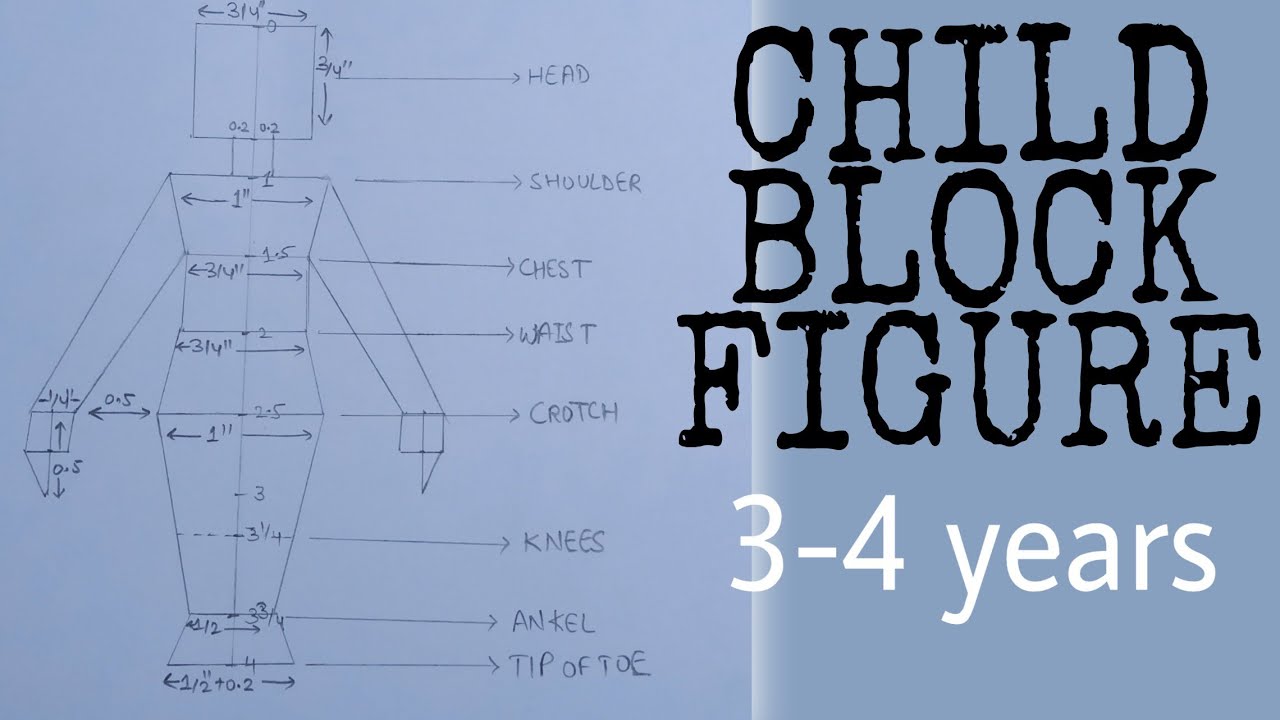 Child block figure with measurements/ Illustration