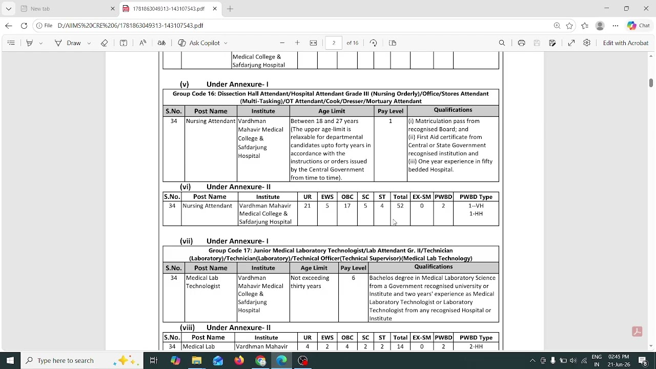 NURSING & OT ATTENDENT SEAT ADDED IN AIIMS CRE 5 WITH CLARIFICATION ABOUT EXPERIENCE CERTIFICATE