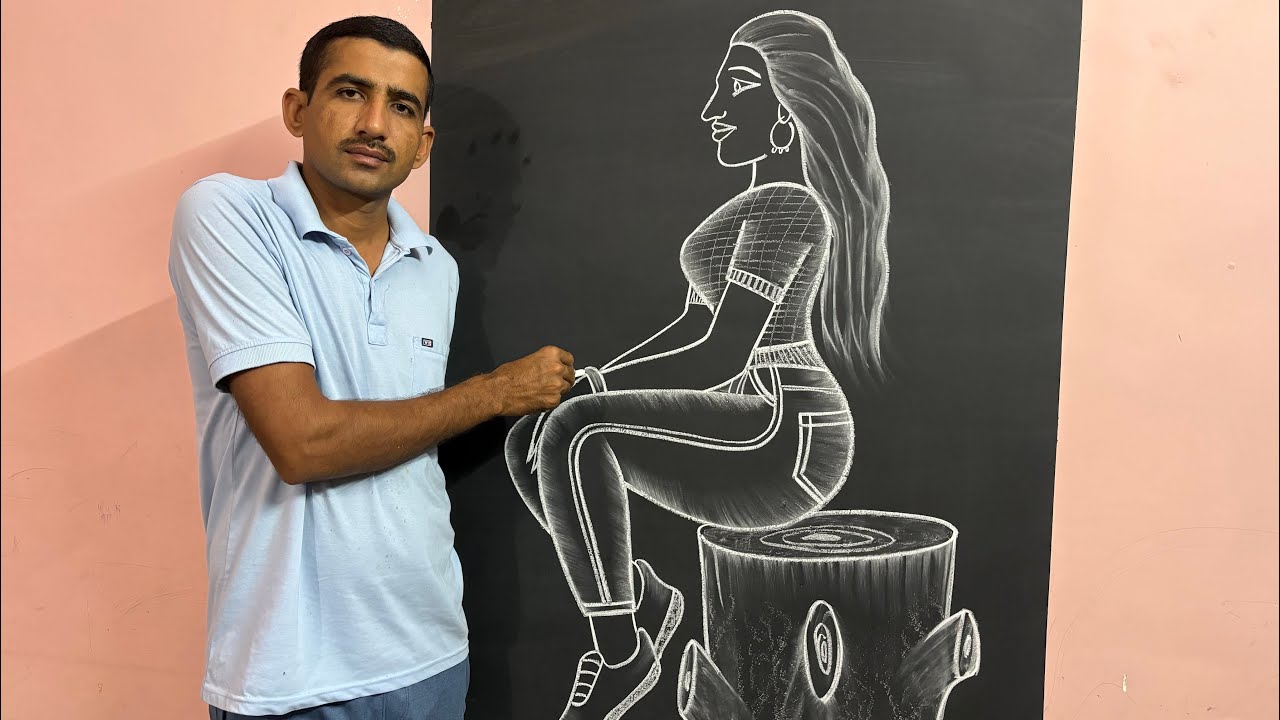 Learn to draw a girl sitting on wood ||🤔🤨|| #easydrawing #girldrawing #youtubeartist 