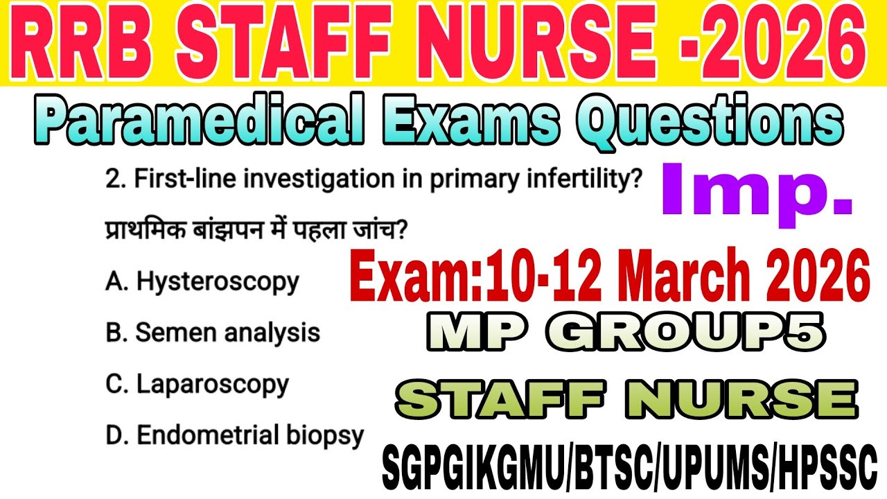 RRB Staff Nurse MCQs/RRB Staff Nurse Previous Year solved Questions/MP Group5 Staff Nurse MCQs//