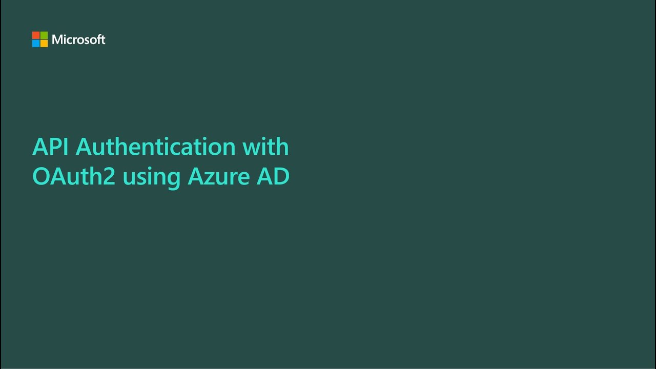 Аутентификация API с OAuth с использованием Azure AD