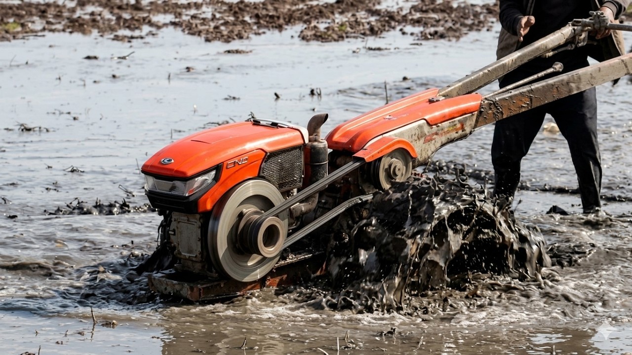 Strongest Mini Tractor Operator Skills, Tractor Working Crossing Deep Mud Pit