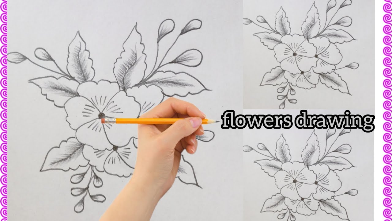 New and easy flower drawing 💕|cute flowers drawing🌺|phul banany ka tarika|pencil art|@UKarts786