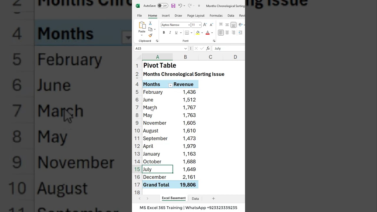 Pivot Table | Months Chronological Sorting Issue #Excel #shorts