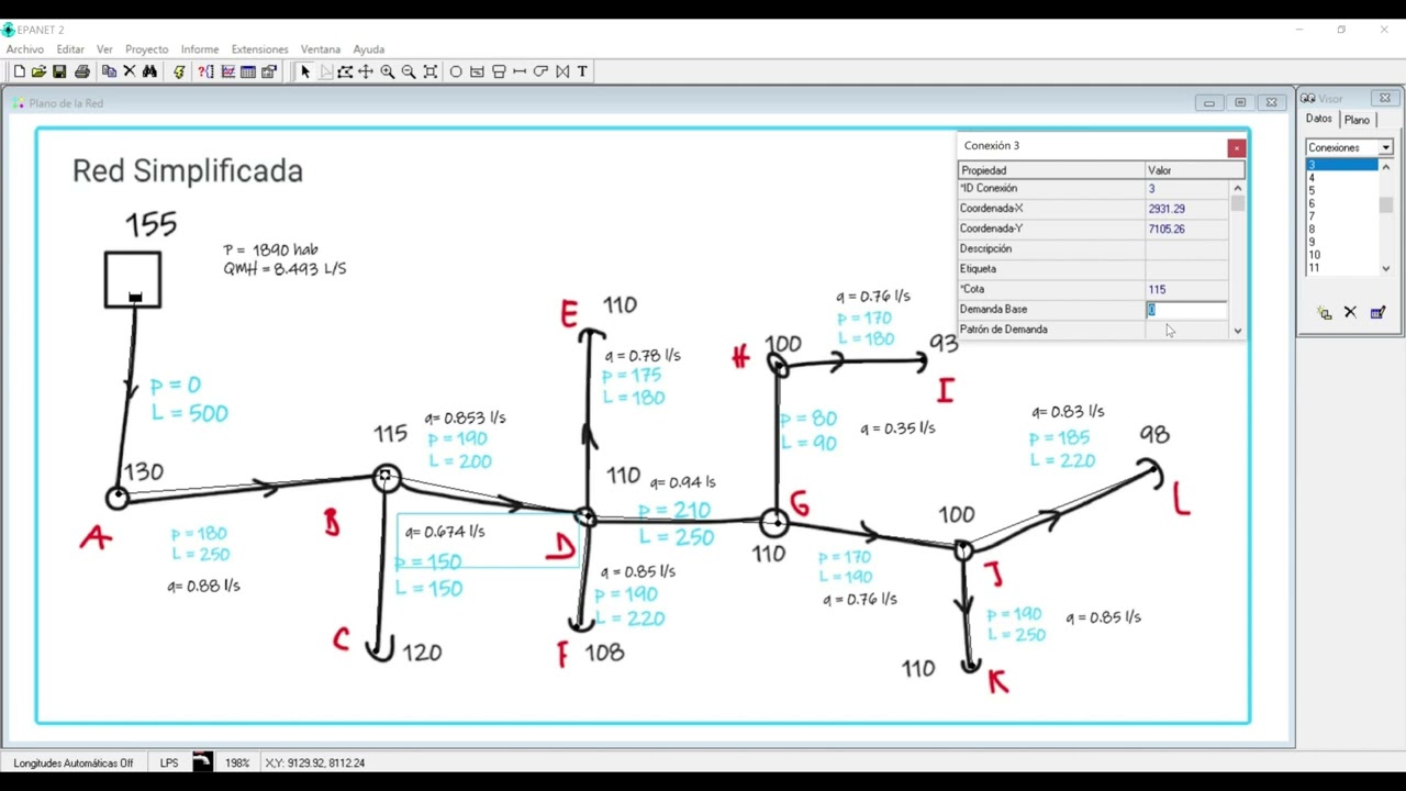 DESIGNS EPANET TUTORIALS - TUTORIA BÁSICO EPANET. DISEÑO DE ACUEDUCTOS, RED SIMPLIFICADA EN EPANET