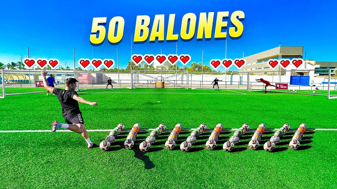 ⚽ 50 BALONES ⚽ *5 PORTER&Iacute;AS* 😱 &iexcl;Retos de F&uacute;tbol!