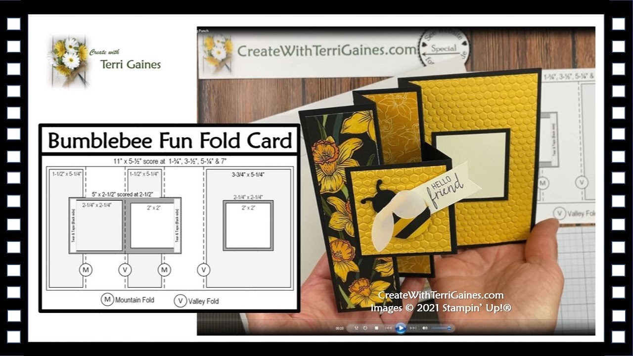 Bumblebee Fun Fold Card using Daffodil Afternoon Paper & Ladybug Builder Punch