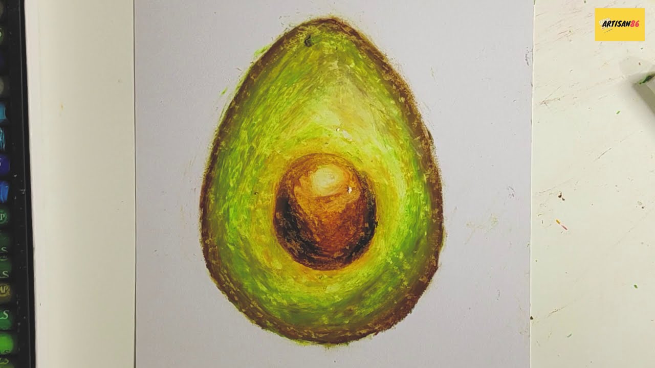 Avocado with Oil Pastels for Beginners