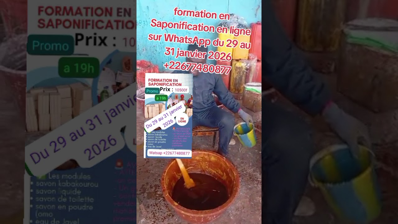 Formation en Saponification en ligne sur WhatsApp du 29 au 31 janvier 2026