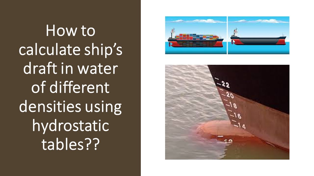 How to find ship's drafts in water of different densities using hydrostatic tables - Ship Stability?