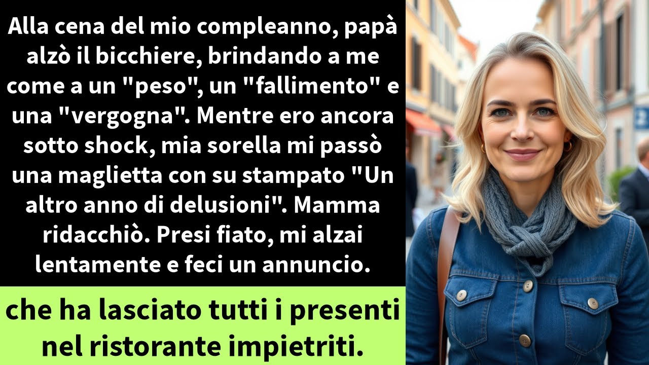 Alla cena del mio compleanno, papà alzò il bicchiere, brindando a me come a un 