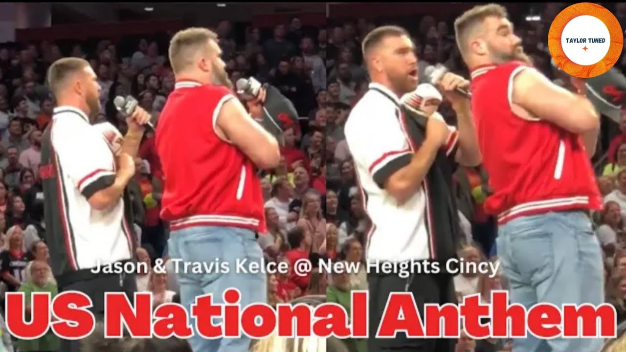 The Kelce Brothers SING the American National Anthem during their New Heights Cincinnati
