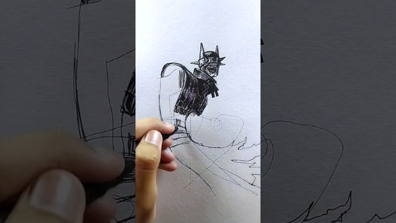 Drawing stickman Batman Who Laughs