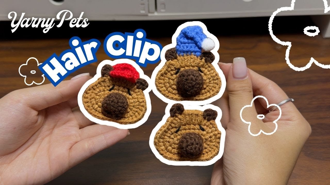 How to Crochet Capybara Hair Clip for Beginners Step by Step #YarnyPets