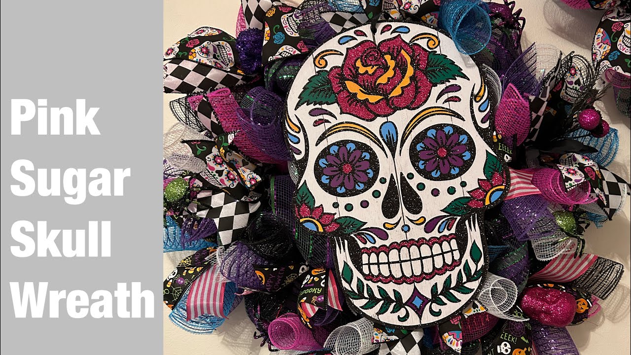 Pink Sugar Skull Wreath 2023