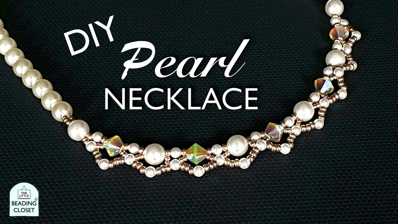 How to make a DIY pearl and crystal necklace beading tutorial