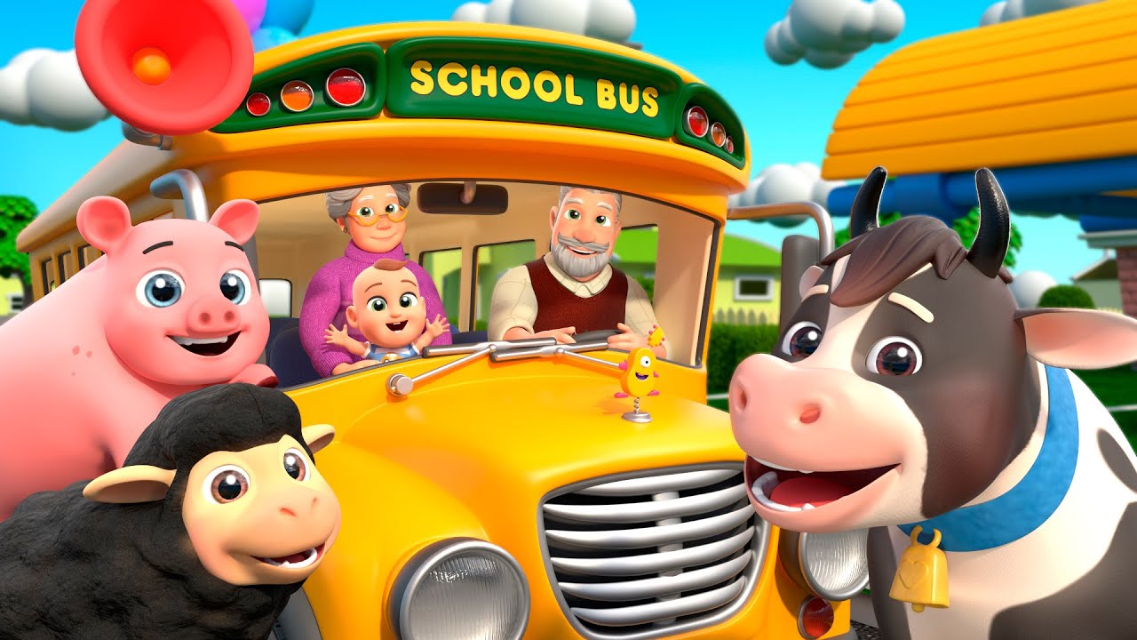 Wheels on the Bus (Grandpa & Grandma Version) | Almama Kids Songs & Nursery Rhymes