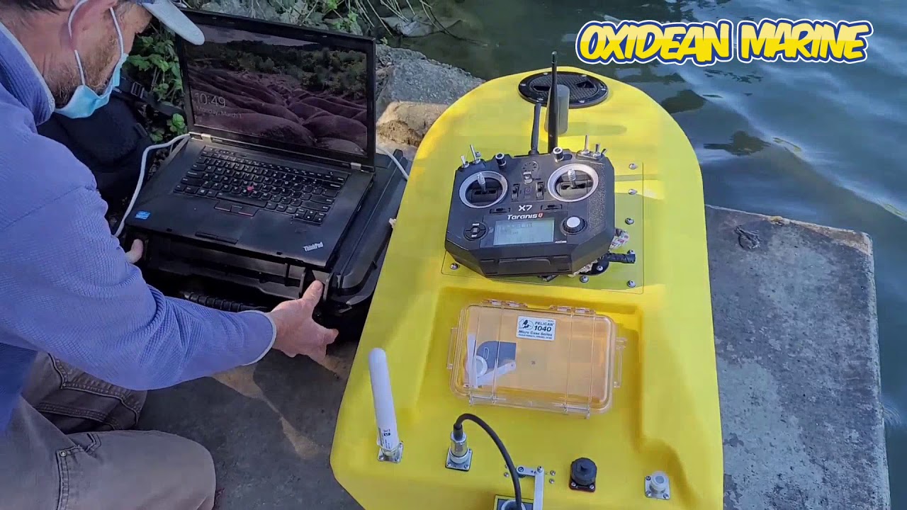 Insanely High Tech Autonomous sonar depth survey Rc Boat assisted by Oxidean Marine!