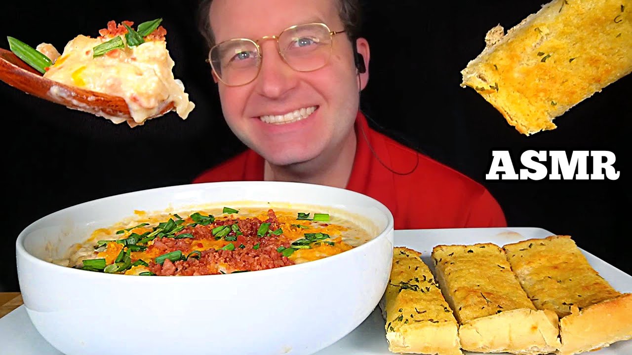 ASMR LOADED POTATO SOUP MUKBANG (No Talking) EATING SOUNDS