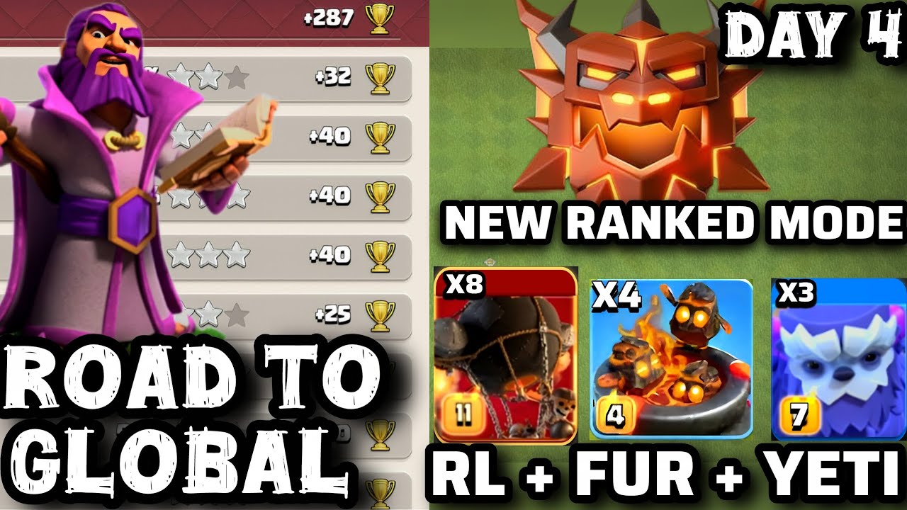 Th18- Day 4 FB+FUR+YETI strategy | New ranked mode LL attacks | @ClashOfClans 
