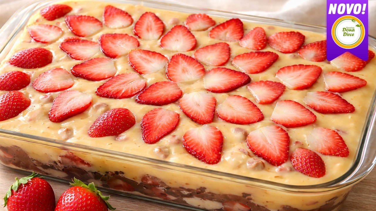 O PAVÊ DE MORANGO QUE ESTÁ VIRALIZANDO 😱🍓 Perfeita Para Domingo 💚 #122