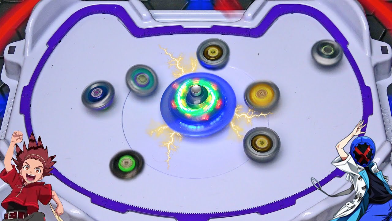 We made BEYBLADES battle against the INFINITE SPINNING TOP
