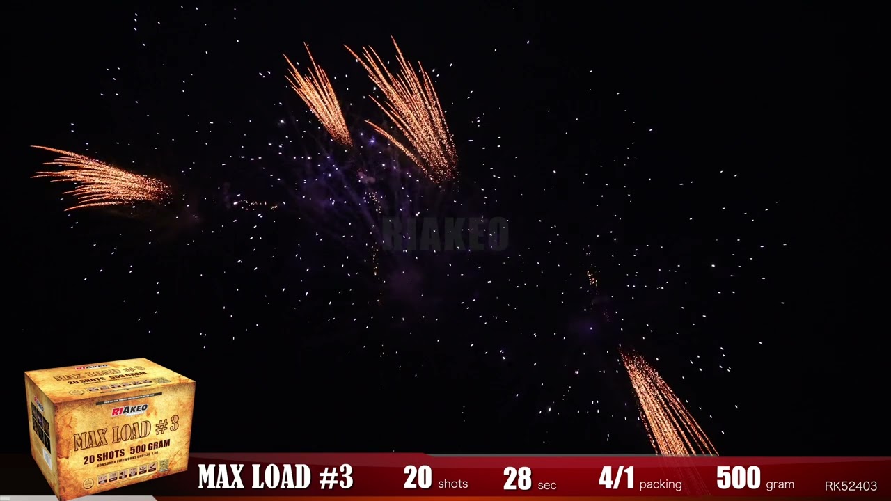 Max Load #3 500 Gram Cake by Riakeo Fireworks | H4 FIREWORKS